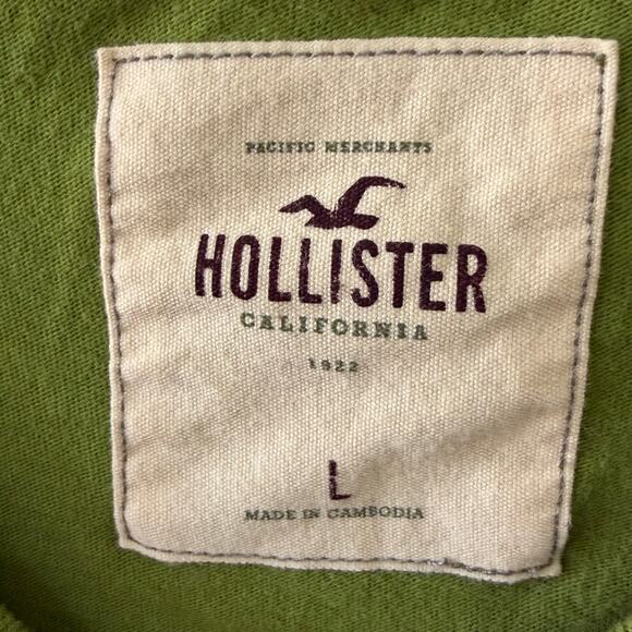 Hollister Y2K Green Long Sleeve Womens Tee Size Large Logo Preppy Casual - Picture 4 of 6